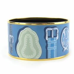 Hermes bracelet enamel TGM metal cloisonné blue multicolor bangle belt pattern women's HERMES