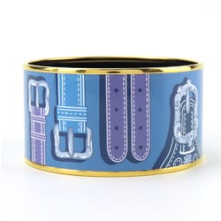 Hermes bracelet enamel TGM metal cloisonné blue multicolor bangle belt pattern women's HERMES