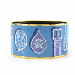 Hermes bracelet enamel TGM metal cloisonné blue multicolor bangle belt pattern women's HERMES