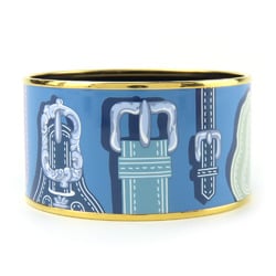 Hermes bracelet enamel TGM metal cloisonné blue multicolor bangle belt pattern women's HERMES