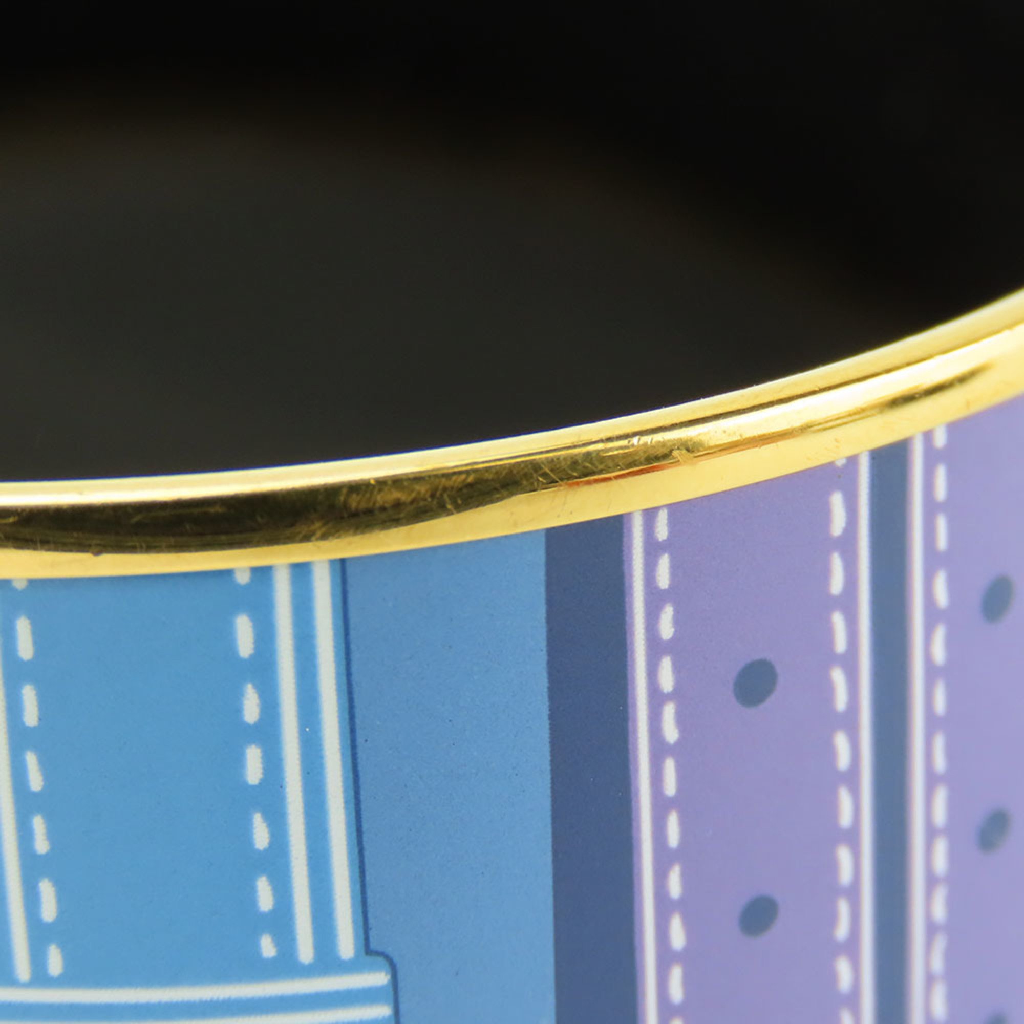 Hermes bracelet enamel TGM metal cloisonné blue multicolor bangle belt pattern women's HERMES