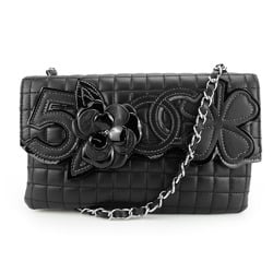 Chanel Handbag Camellia No. 5 Chocolate Bar Icon Lambskin Enamel Black 10 Series Chain Coco Mark Women's CHANEL