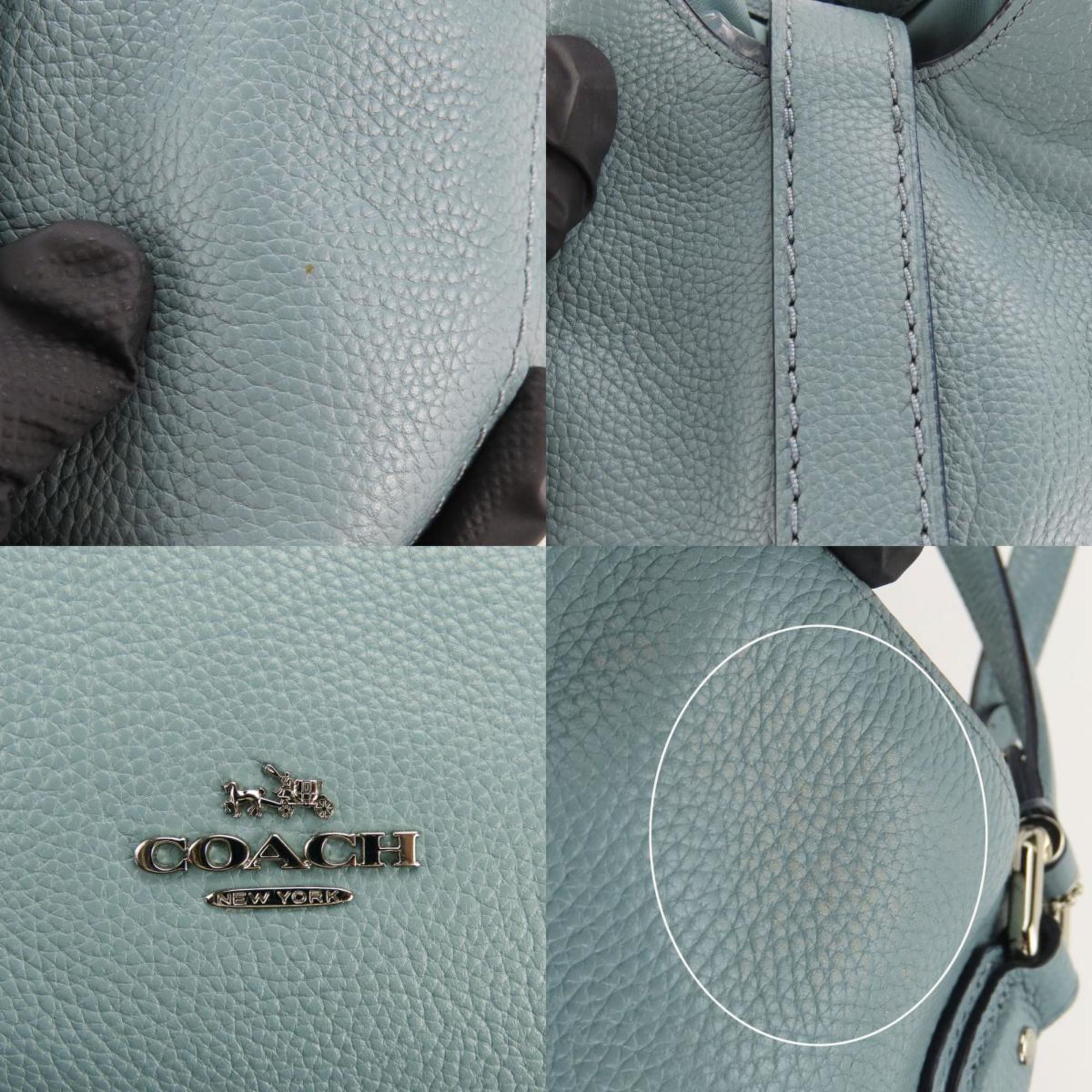 Coach Tote Bag 57124 Leather Pastel Mint Dull Color Shoulder Women's COACH