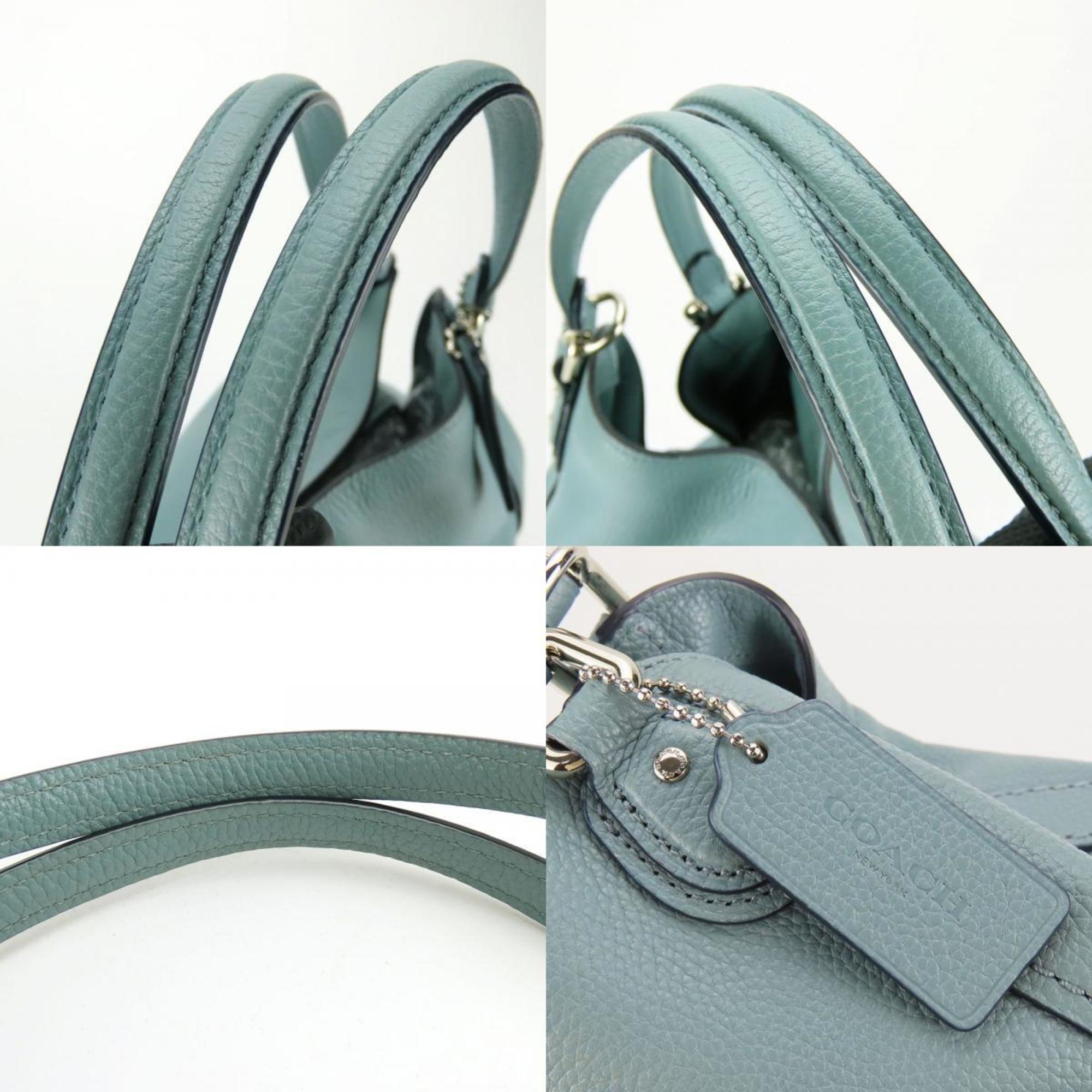 Coach Tote Bag 57124 Leather Pastel Mint Dull Color Shoulder Women's COACH