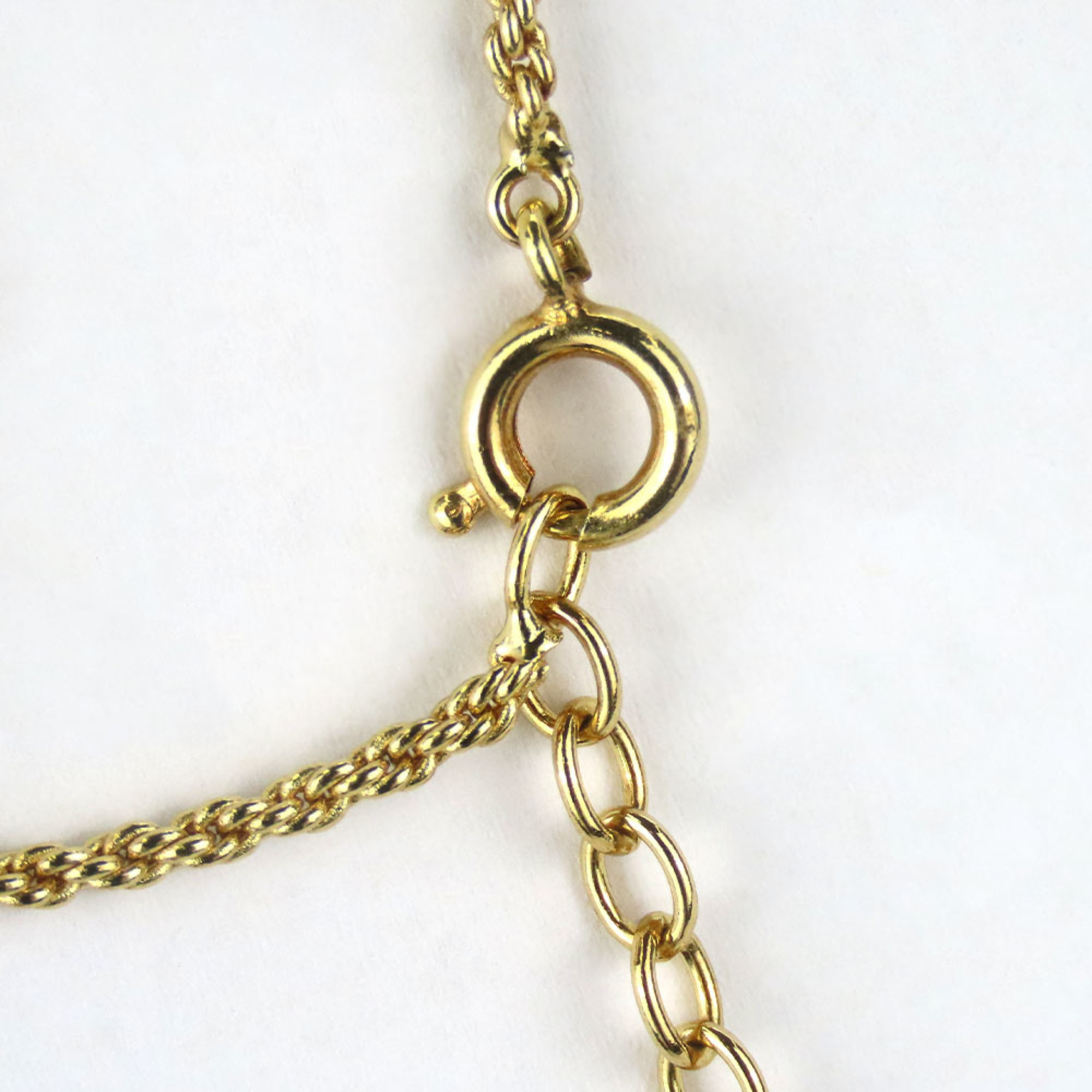 Christian Dior Necklace Metal Rhinestone Gold GP Plated Women's