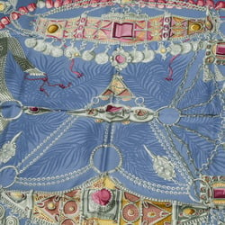 Hermes Carre 90 Scarf Terres Precieuses Blue 100% Silk