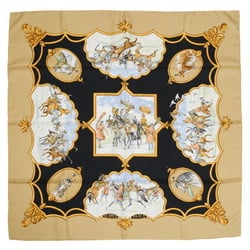 Hermes Carré 90 Scarf Les Chevaux Des Moghols Mughal Horses Beige