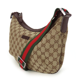 Gucci Shoulder Bag 181092 Sherry Line GG Canvas Leather Brown Beige Women's GUCCI