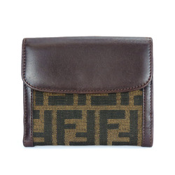 Fendi Bi-fold Wallet Zucca Canvas Calf Brown W Accessories Women's FENDI