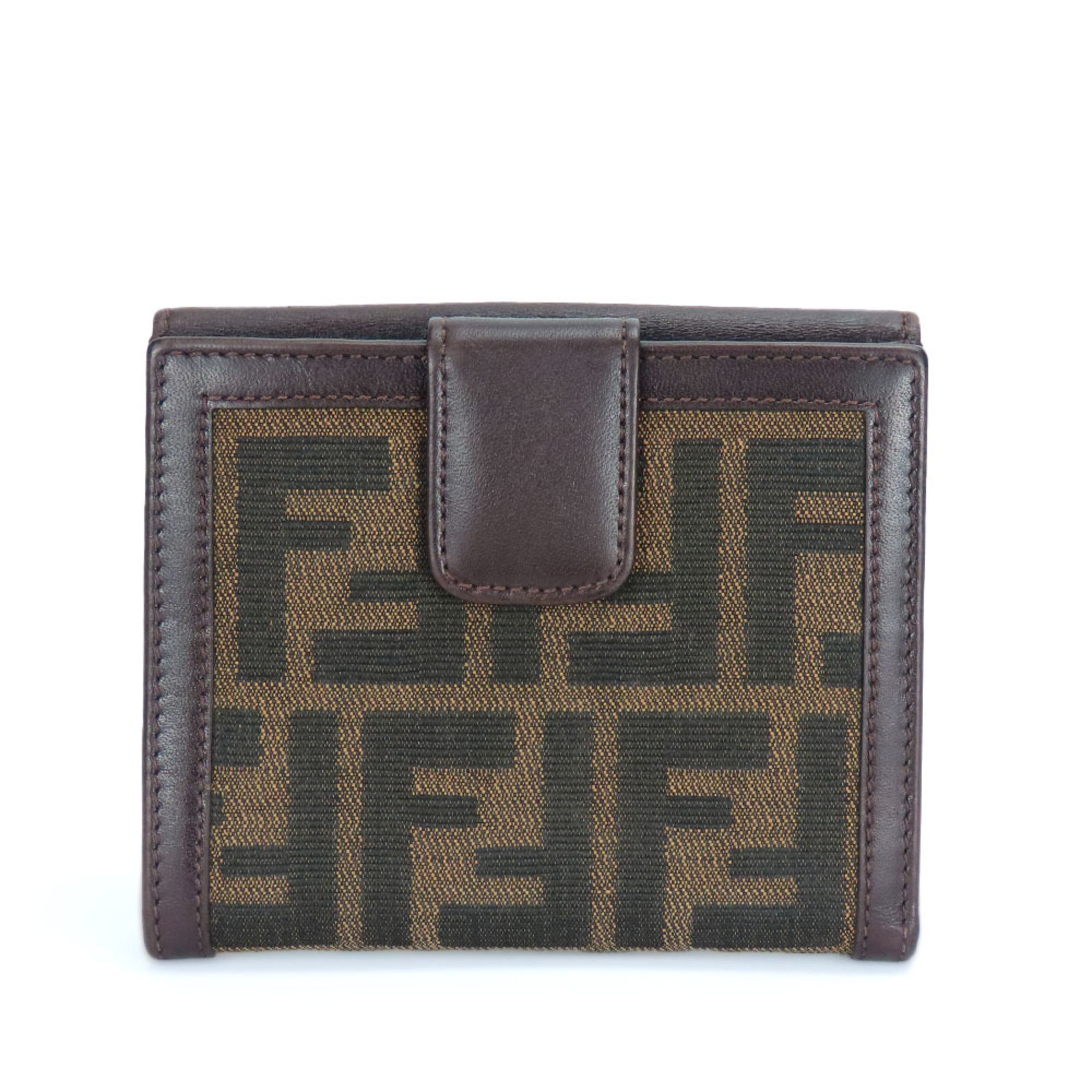 Fendi Bi-fold Wallet Zucca Canvas Calf Brown W Accessories Women's FENDI