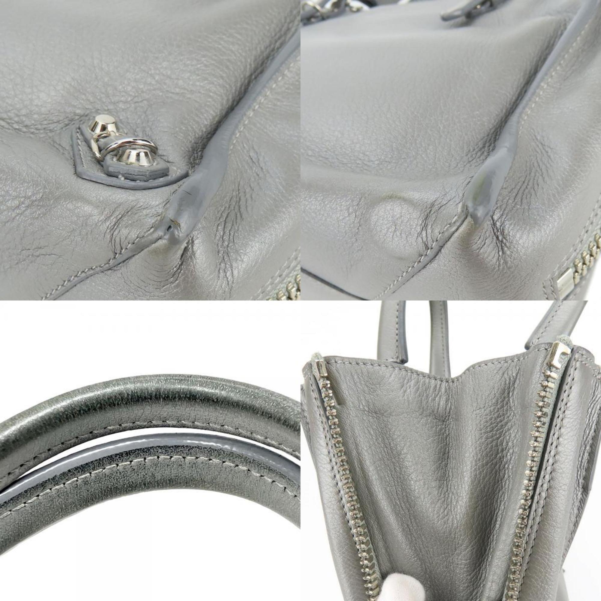 Balenciaga Paper Handbag 357333 Leather Silver Shoulder Women's BALENCIAGA