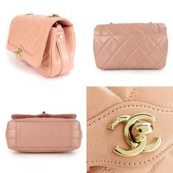 Chanel Shoulder Bag, Matelasse Leather, Peach Beige, No. 29, Coco Mark, Single Chain, Women's, CHANEL