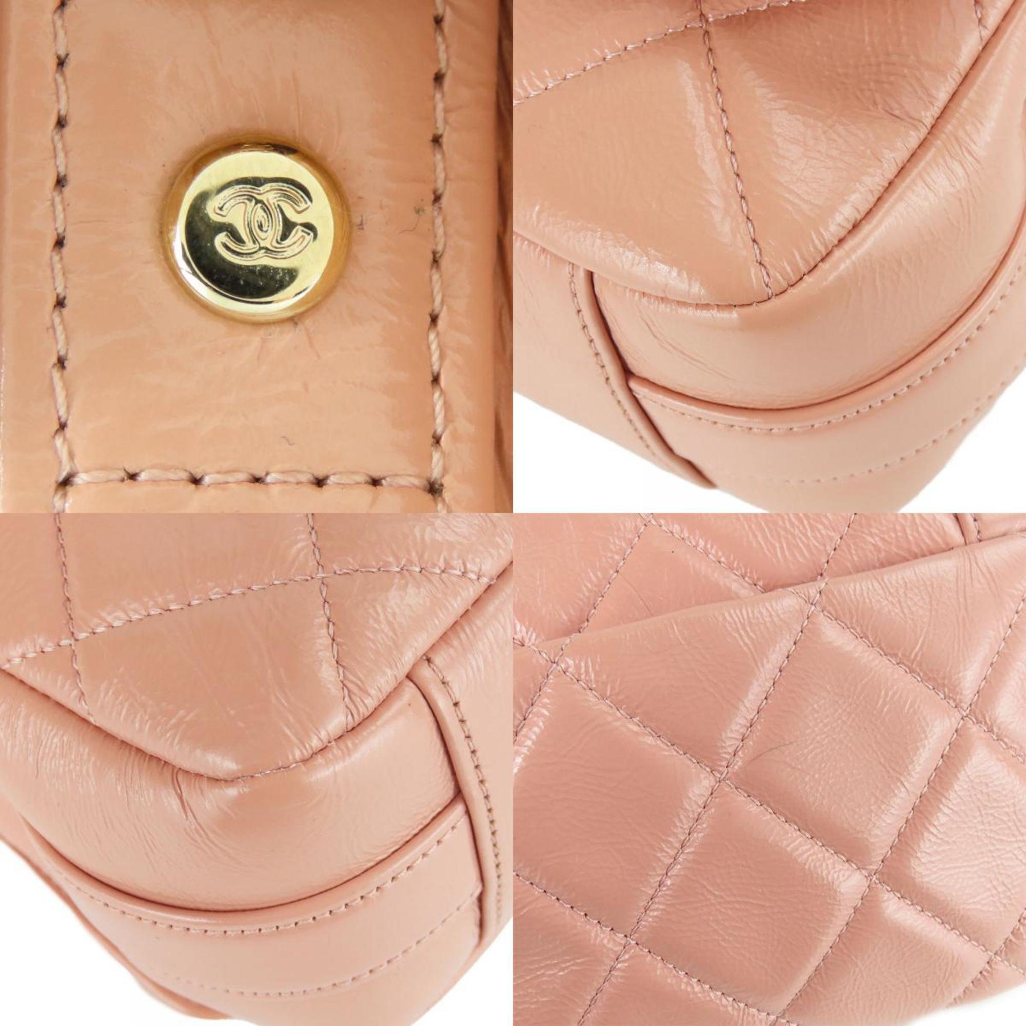 Chanel Shoulder Bag, Matelasse Leather, Peach Beige, No. 29, Coco Mark, Single Chain, Women's, CHANEL