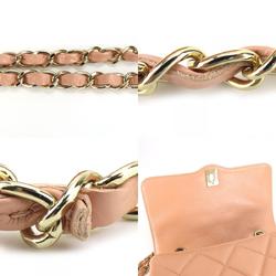 Chanel Shoulder Bag, Matelasse Leather, Peach Beige, No. 29, Coco Mark, Single Chain, Women's, CHANEL