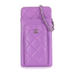 Chanel Shoulder Bag, Matelasse, Lambskin, Purple, Phone Case, No. 29, Coco Mark, Women's, CHANEL