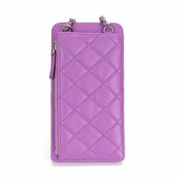 Chanel Shoulder Bag, Matelasse, Lambskin, Purple, Phone Case, No. 29, Coco Mark, Women's, CHANEL