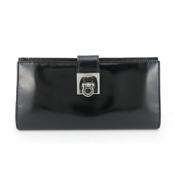 Salvatore Ferragamo Long Wallet IE229238 Gancini Calf Black Bi-fold Women's