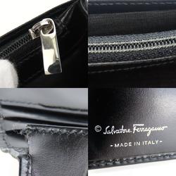 Salvatore Ferragamo Long Wallet IE229238 Gancini Calf Black Bi-fold Women's