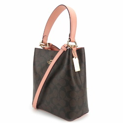 Coach Tote Bag Bucket 2312 Signature Leather Brown Peach Pink Shoulder Women's COACH