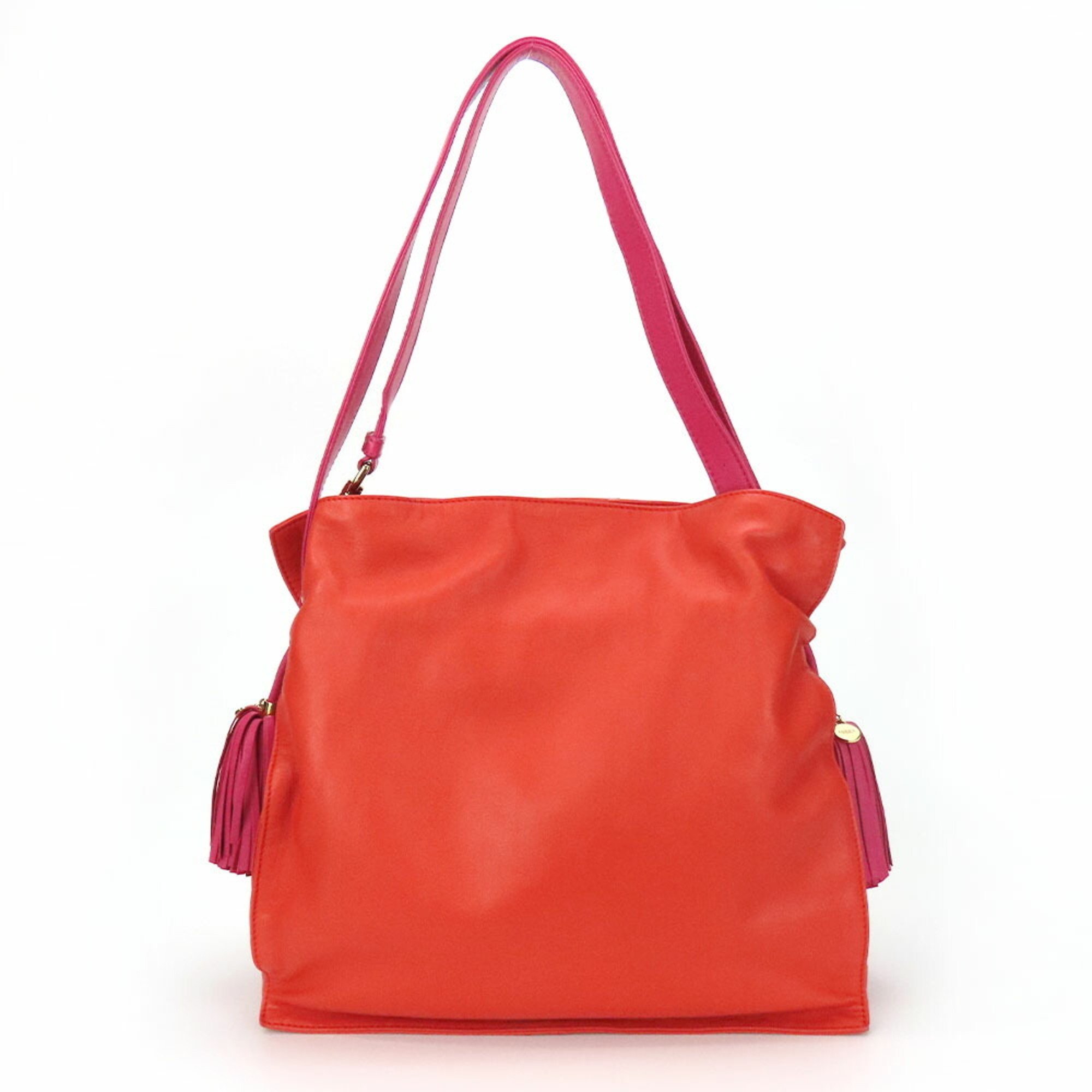 LOEWE Shoulder Bag Flamenco Nappa Leather Orange Pink Women's