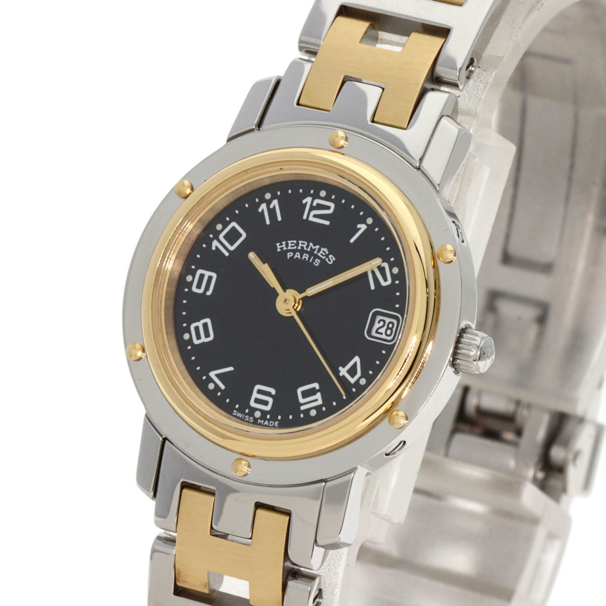 Hermes CL4.220 Clipper Watch Stainless Steel SSxGP Ladies HERMES