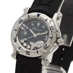 Chopard 27 8923 Happy Sport Fish Diamond Watch Stainless Steel Rubber Ladies