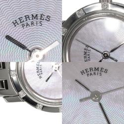 Hermes CL4.230 Clipper Nacle 12P Diamond Watch Stainless Steel SS Ladies HERMES