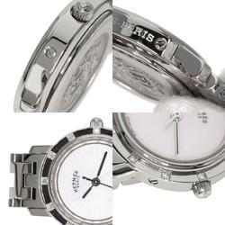 Hermes CL4.230 Clipper Nacle 12P Diamond Watch Stainless Steel SS Ladies HERMES