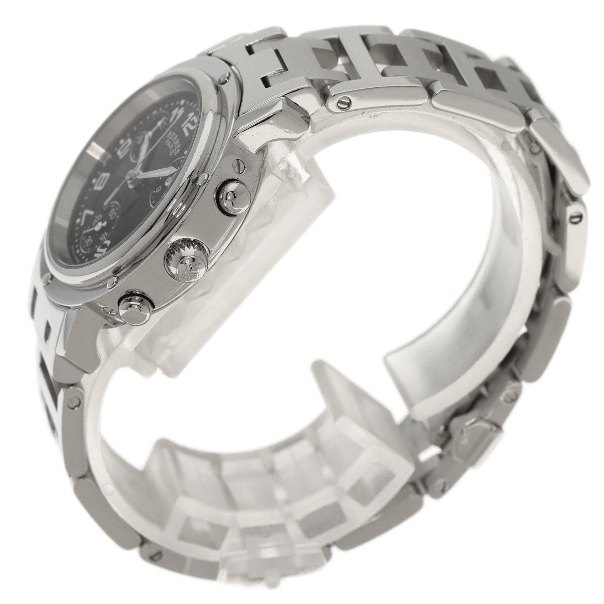 Hermes CL1.310 Clipper Chrono Watch Stainless Steel SS Ladies HERMES