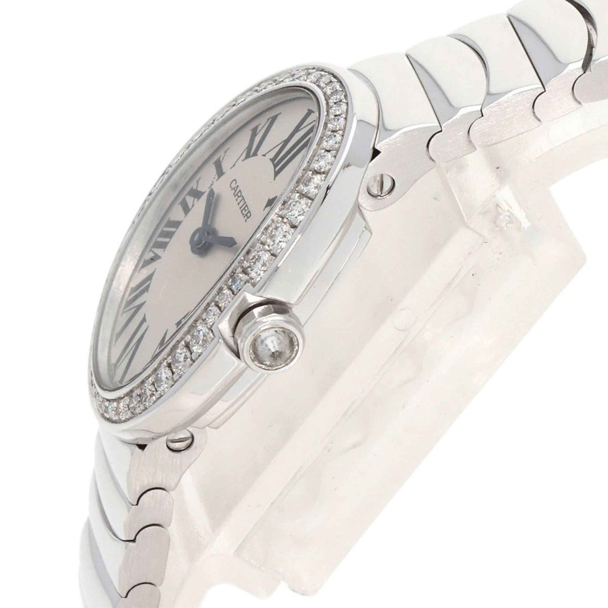 Cartier WB520025 Baignoire Watch, K18 White Gold, K18WG, Diamond, Women's, CARTIER