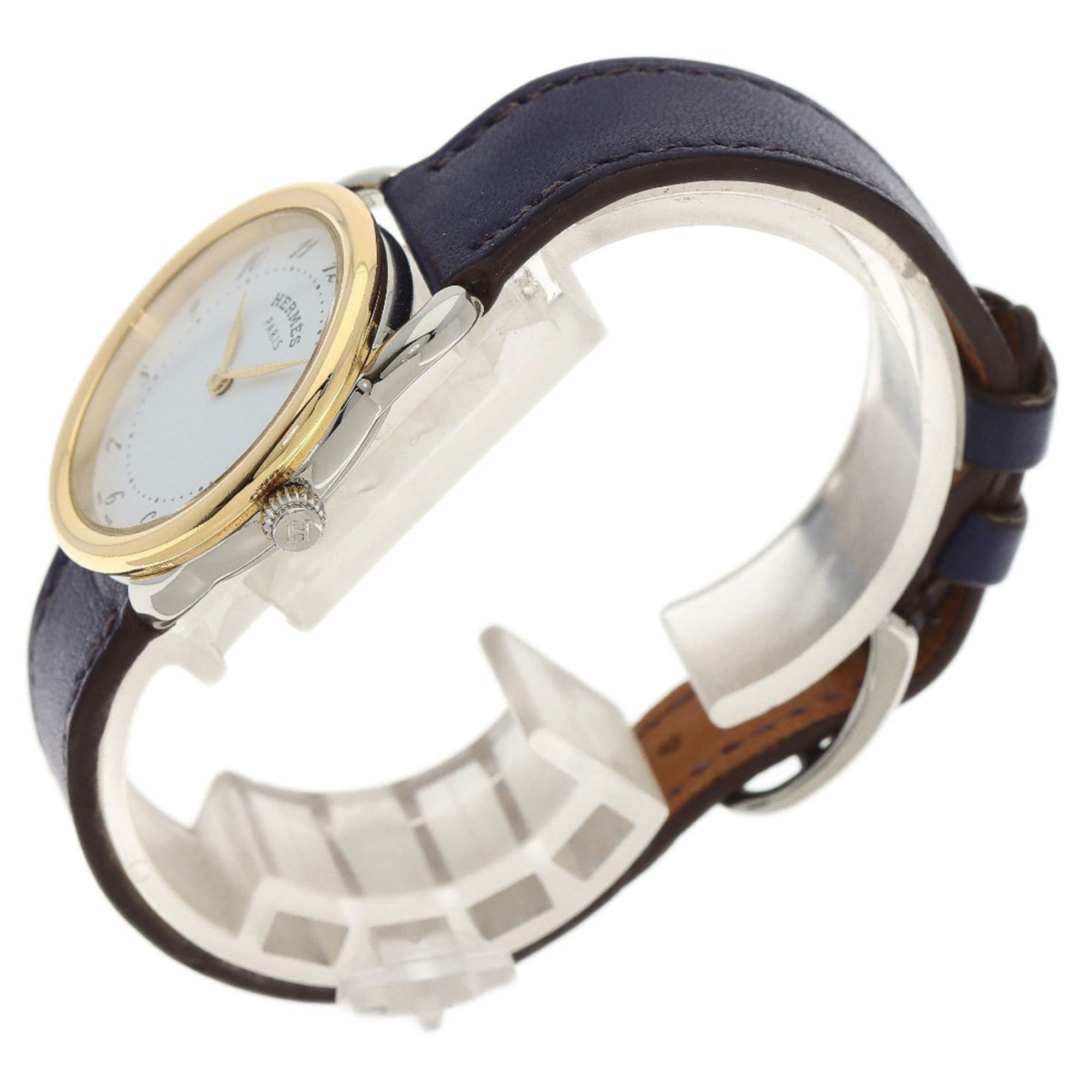 Hermes AR5.220a Arceau Watch Stainless Steel Leather GP Ladies HERMES