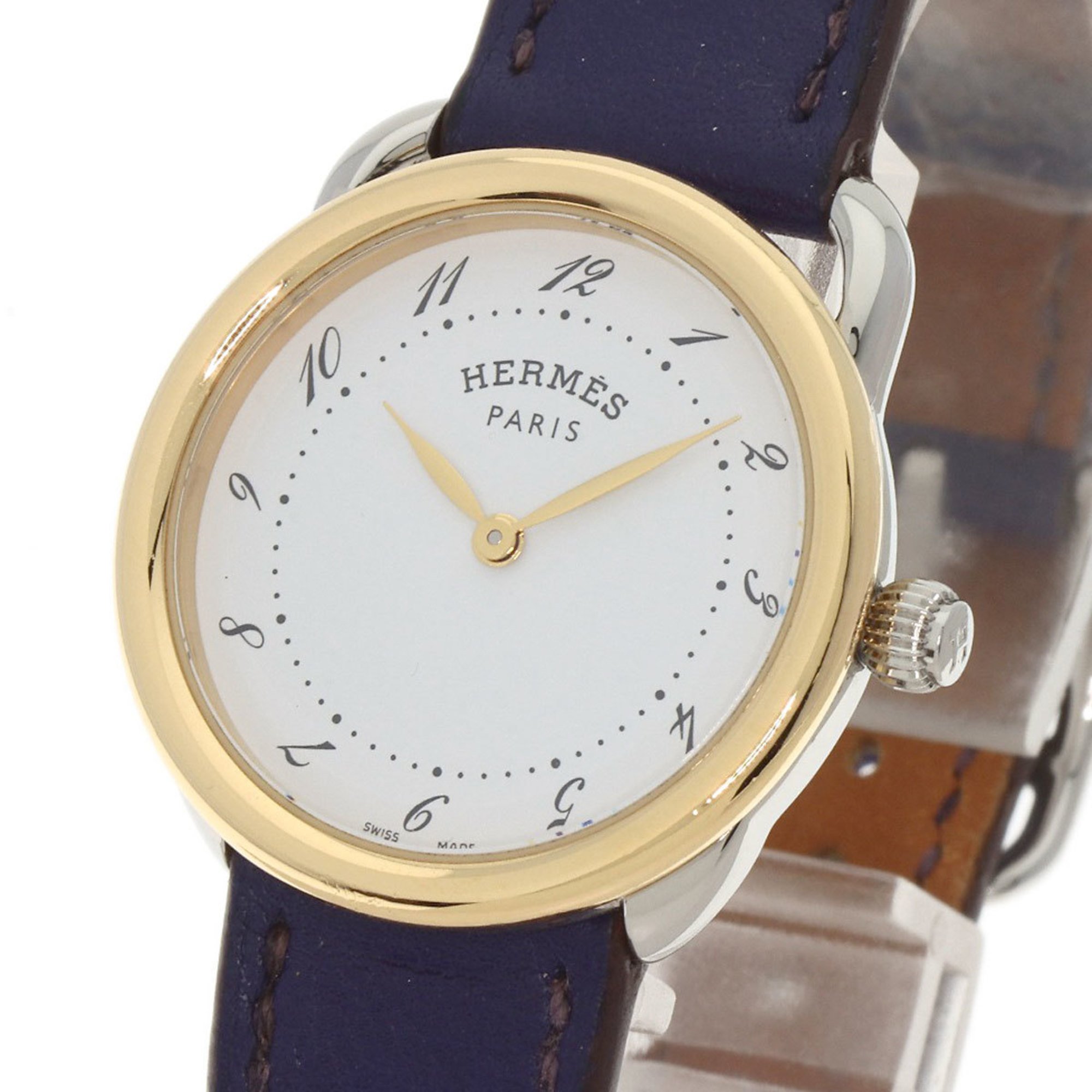 Hermes AR5.220a Arceau Watch Stainless Steel Leather GP Ladies HERMES