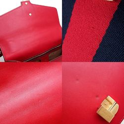 GUCCI Sylvie 421882 Shoulder Bag Leather Red Navy 351806