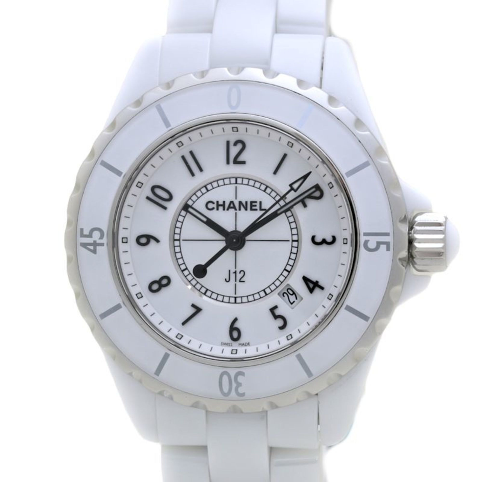 CHANEL J12 Late Model H0968 White Ceramic x Stainless Steel Ladies 39666 Watch