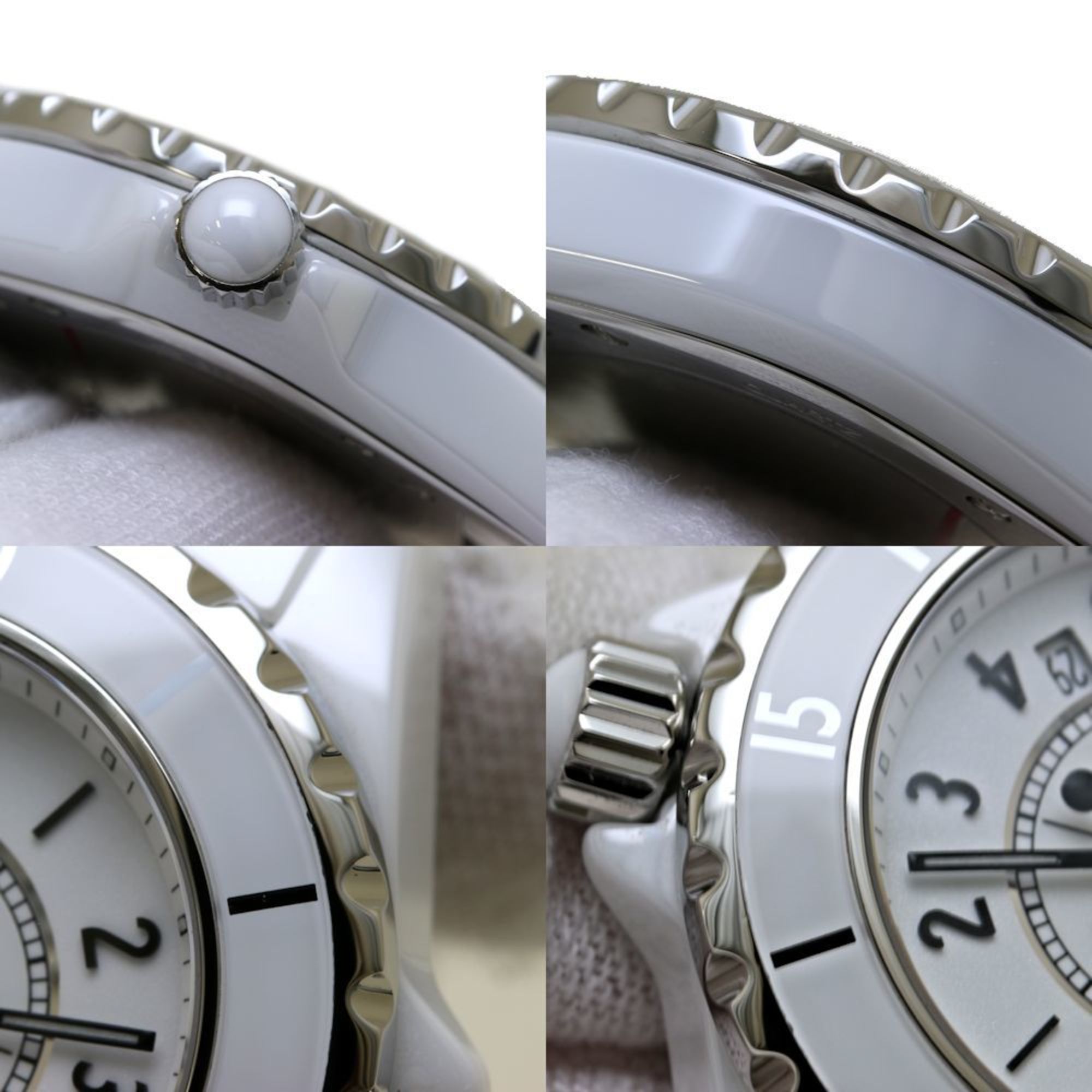 CHANEL J12 Late Model H0968 White Ceramic x Stainless Steel Ladies 39666 Watch