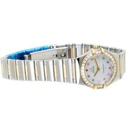 OMEGA Constellation Iris My Choice 1365.79.00 Bezel Diamond Multi-Color Stone Polished Battery Replaced K18YGxStainless Steel Ladies 39662 Watch