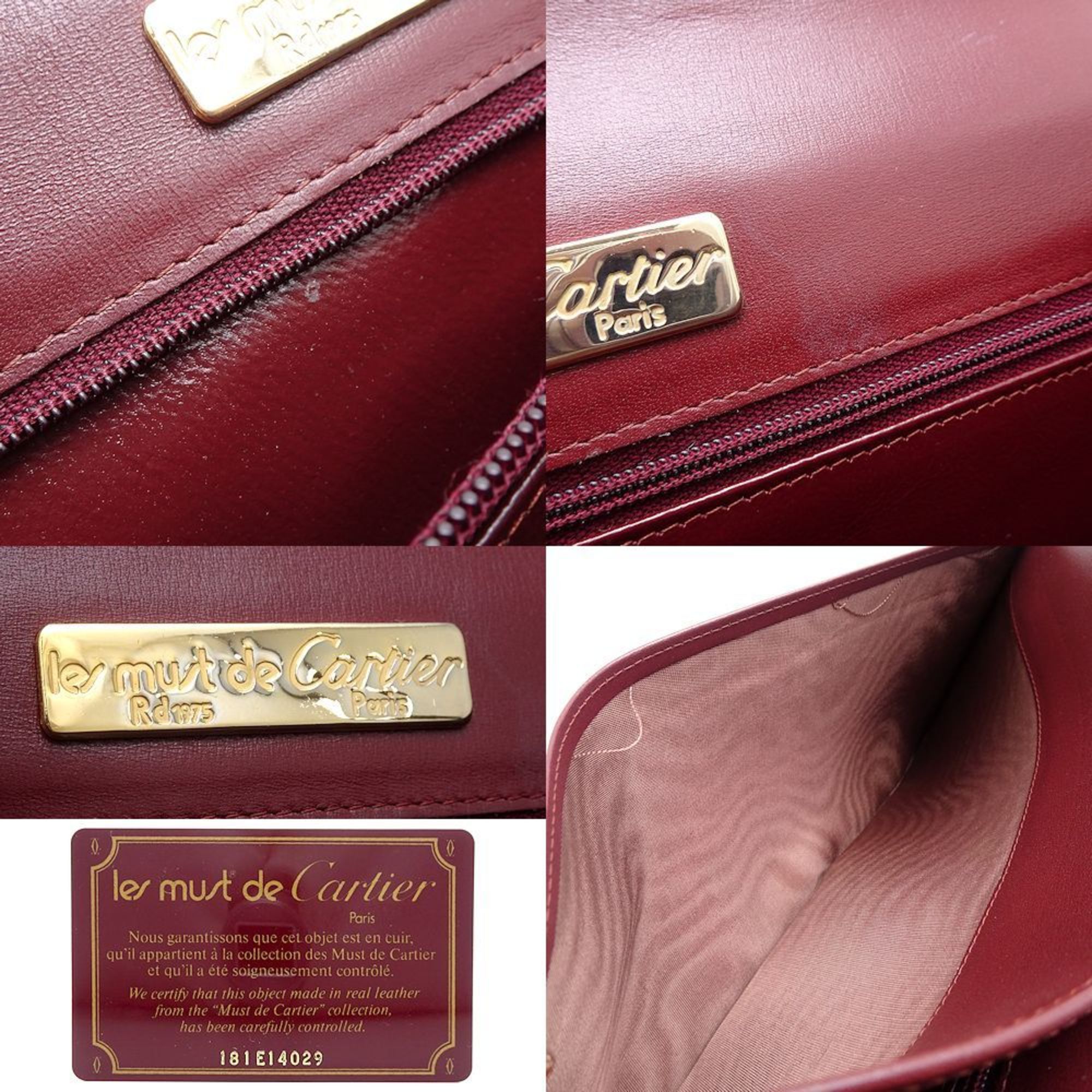 CARTIER Cartier Second Bag Clutch Must Line Leather Bordeaux 351802