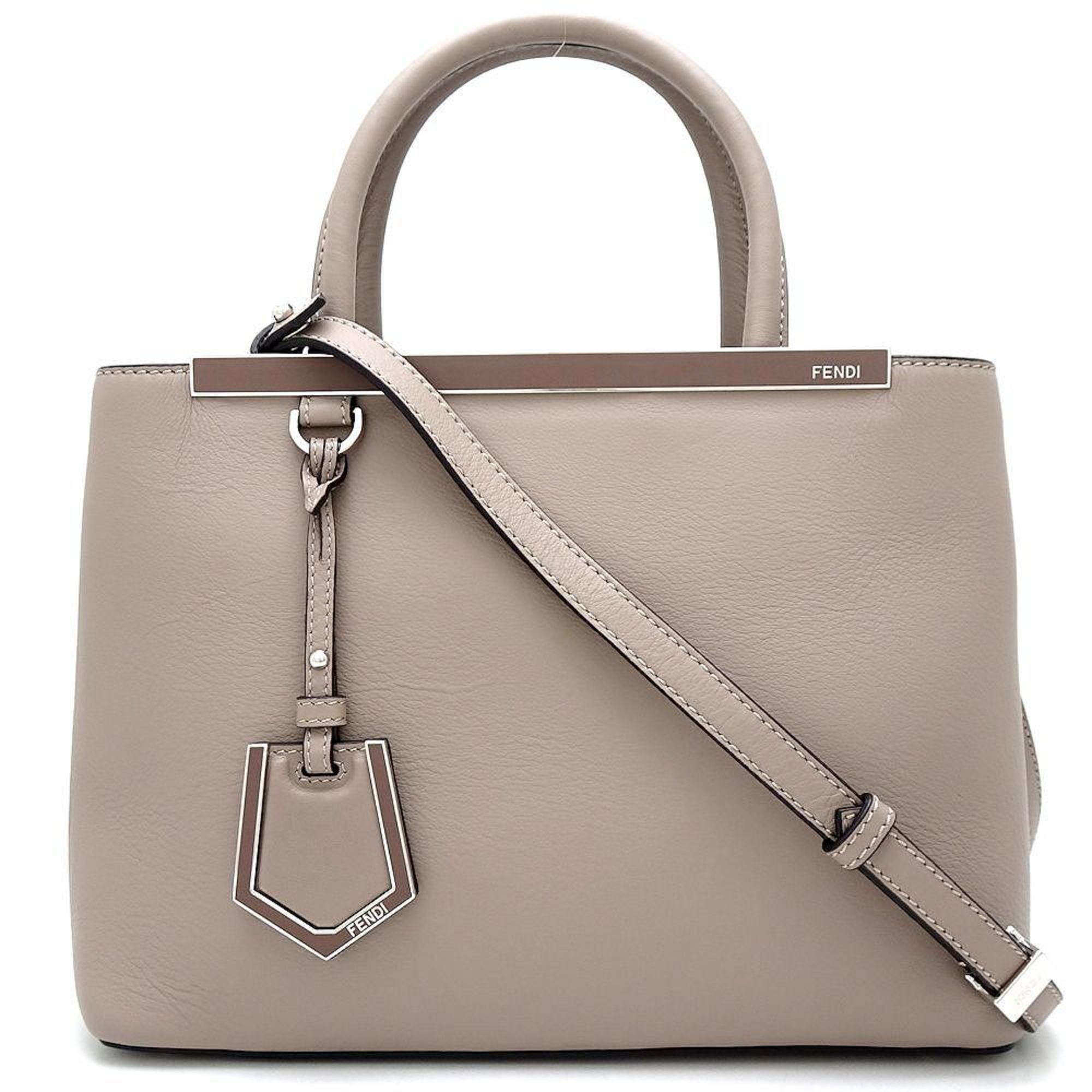 FENDI Petit Toujour 8BH253 2-Way Bag Leather Greige 351775