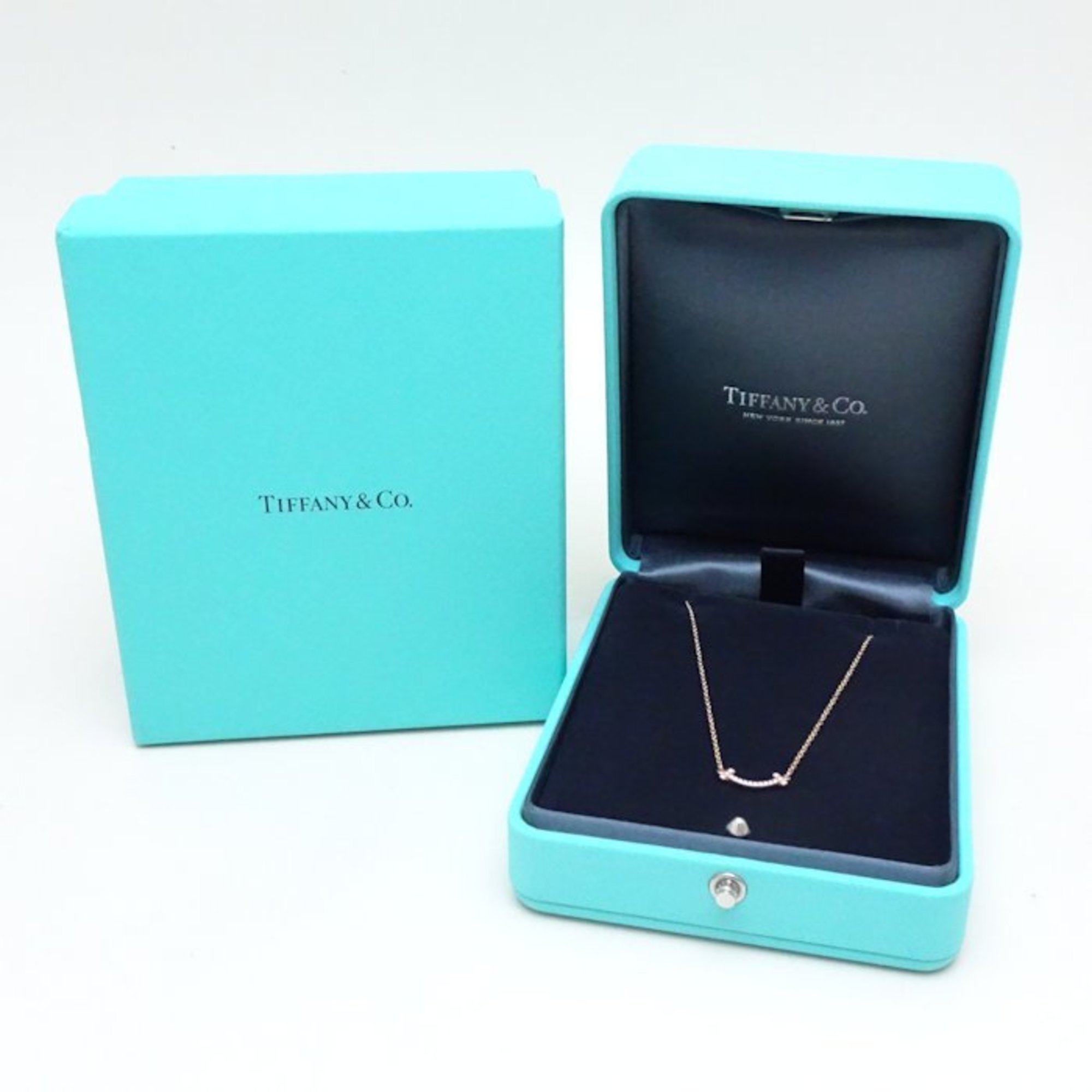 TIFFANY&Co. Tiffany T Smile Necklace Diamond 750PG Pink Gold K18RG Rose 292645