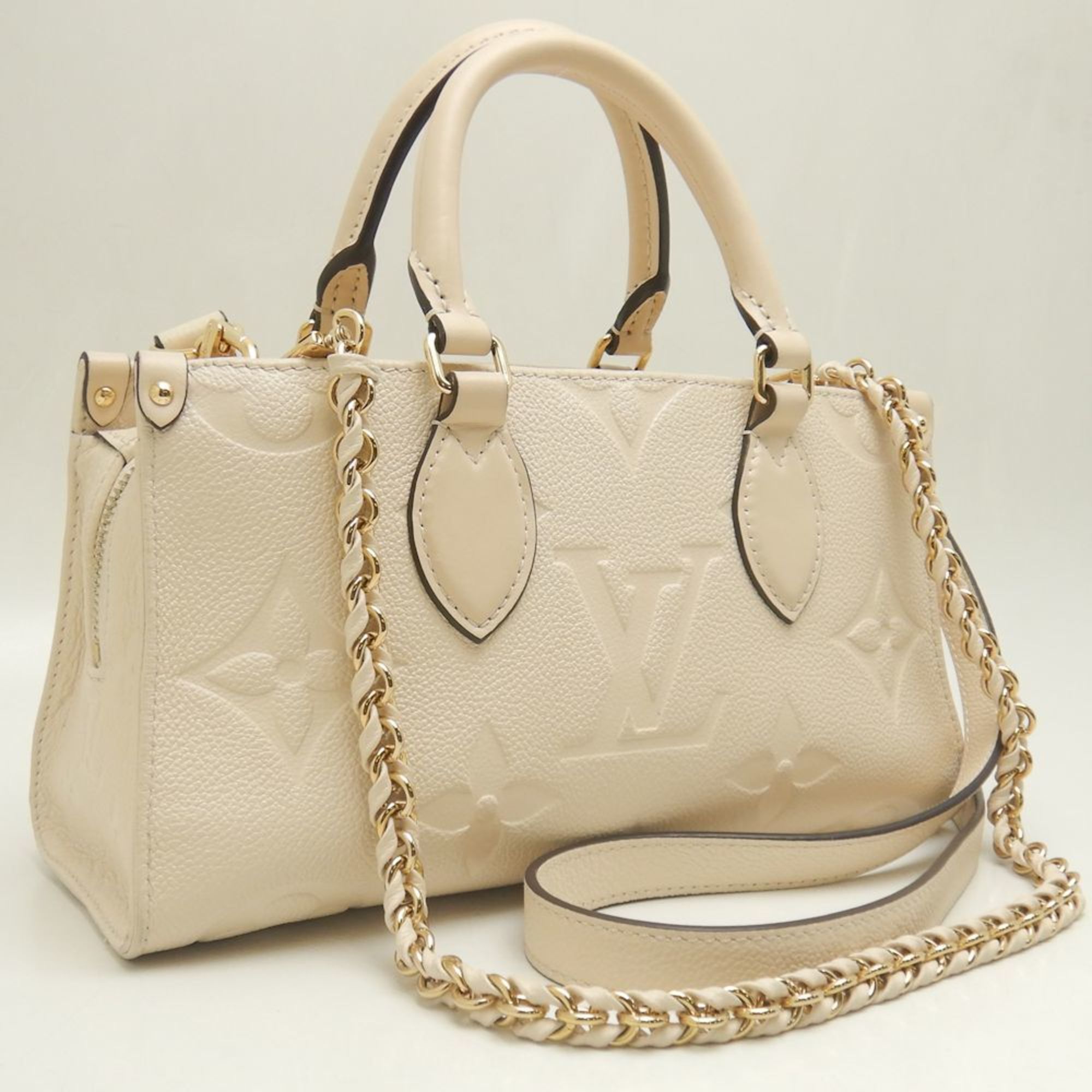 LOUIS VUITTON Louis Vuitton Monogram Empreinte On the Go EW M23698 Handbag Crème 252215