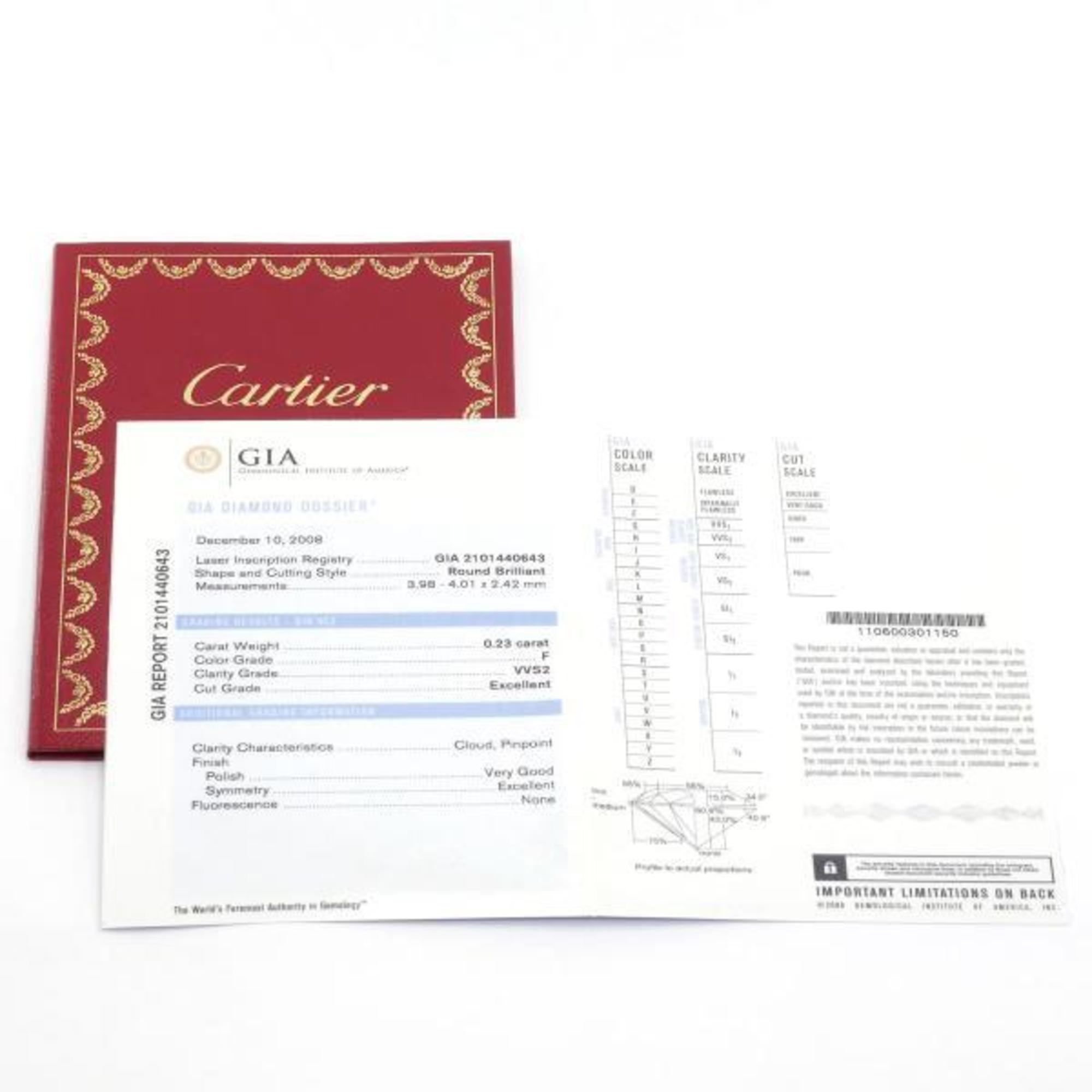 Cartier Solitaire PT950 Ring Diamond 0.23 VVS2 Box Certificate Appraisal Total weight approx. 2.4g