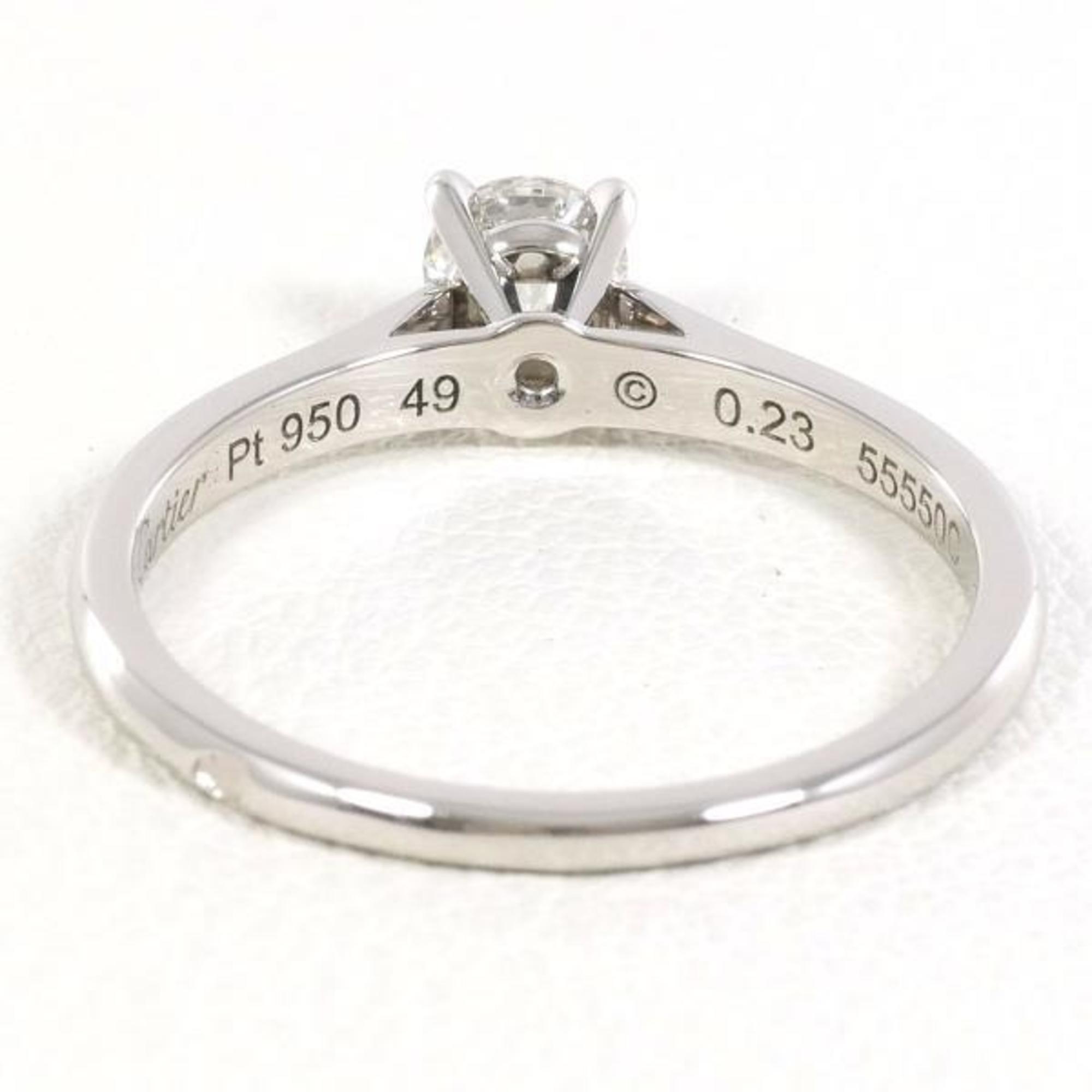 Cartier Solitaire PT950 Ring Diamond 0.23 VVS2 Box Certificate Appraisal Total weight approx. 2.4g