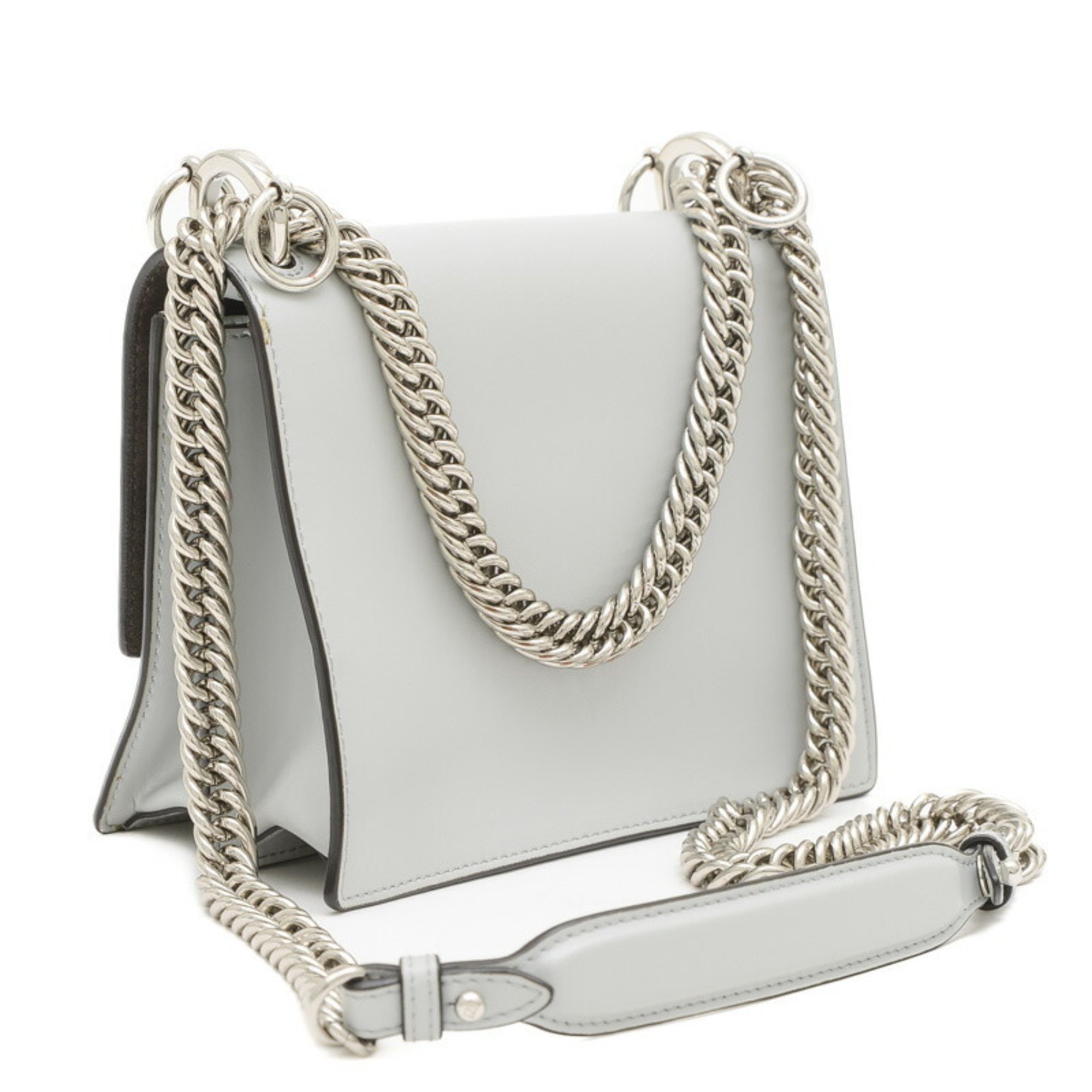 Fendi Canai Chain Shoulder Bag with Studs, Grey 8M0381