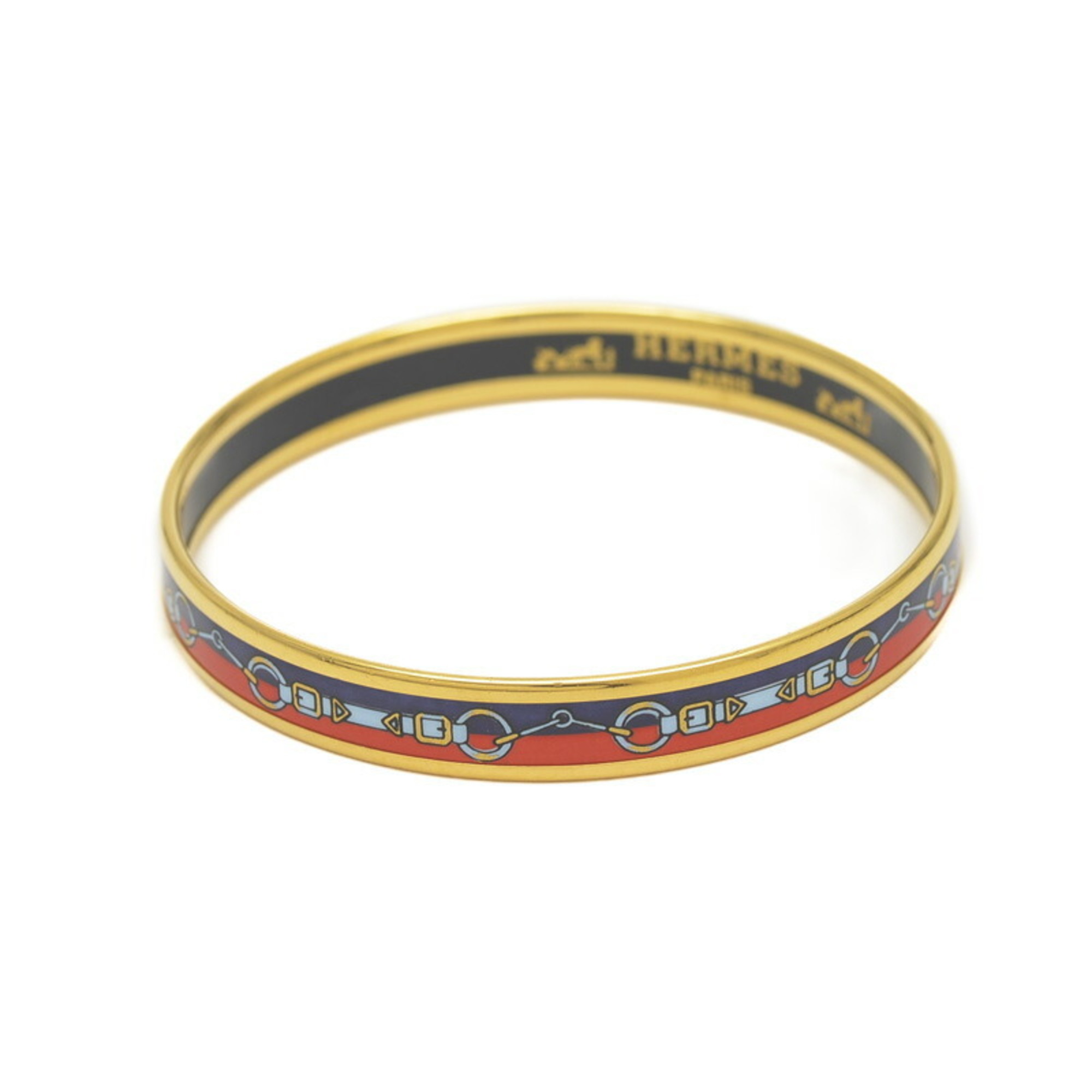 Hermes enamel PM cloisonne bangle bracelet blue red