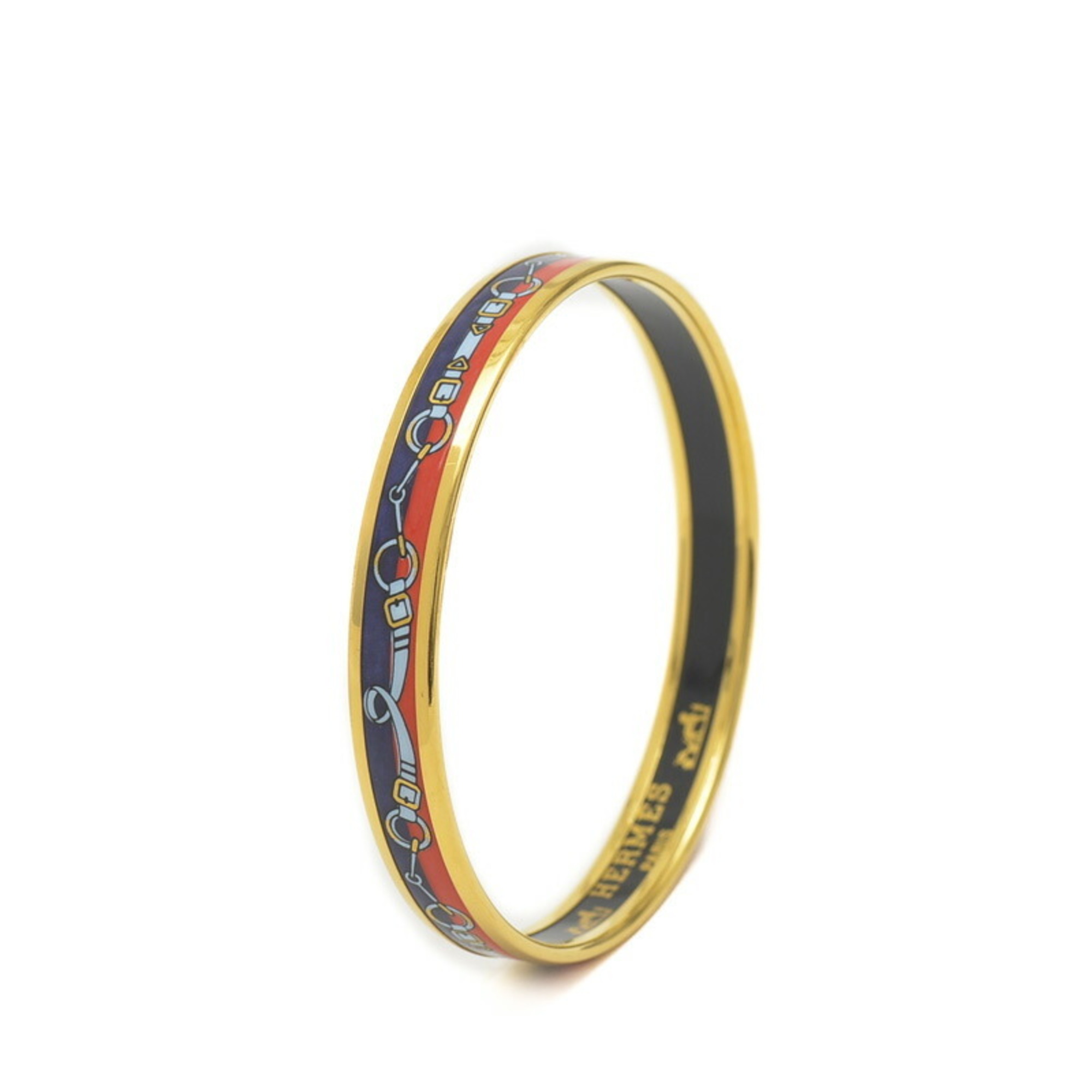 Hermes enamel PM cloisonne bangle bracelet blue red