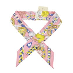 Hermes Twilly Scarf Harnais de Coeur Arne Pink Silk