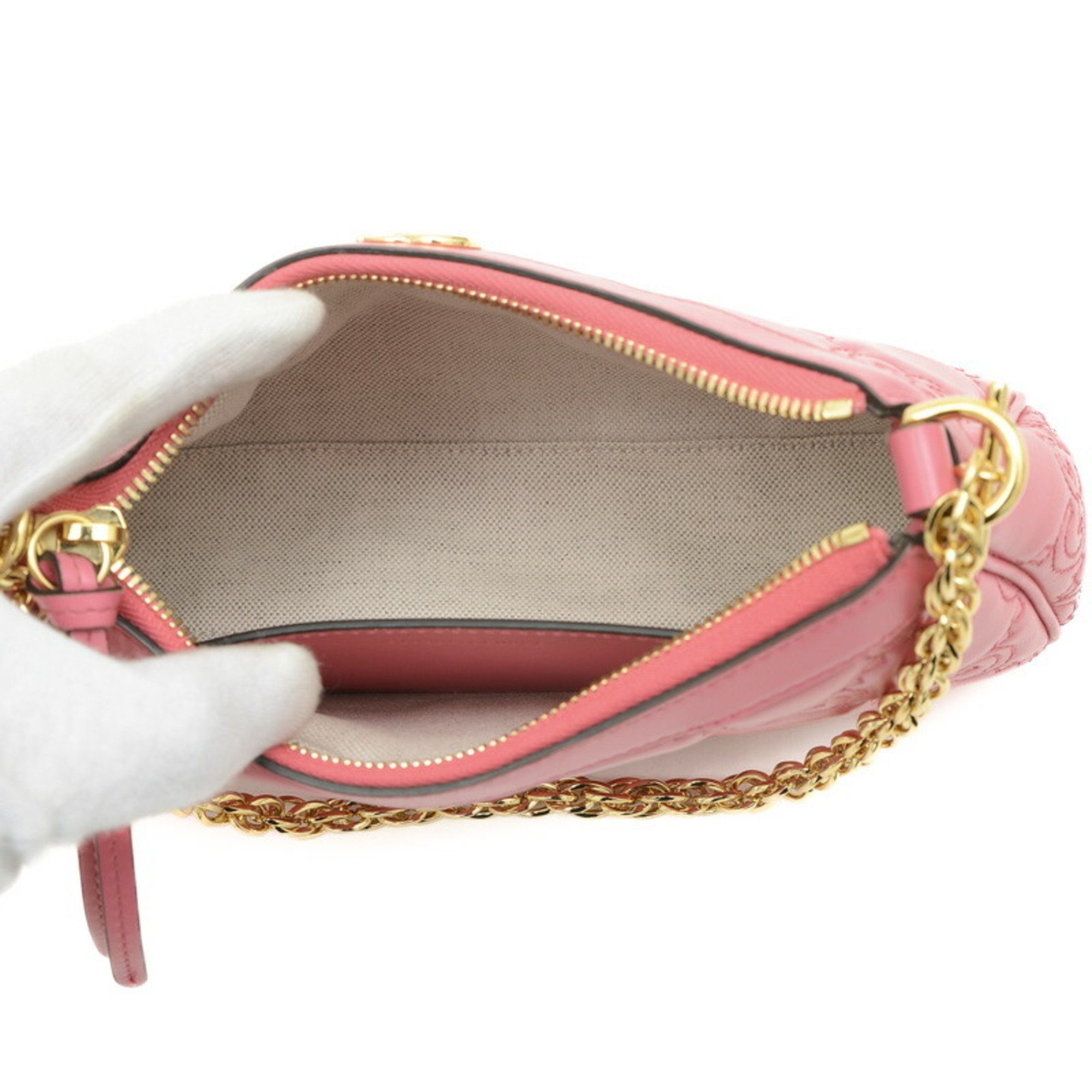 Gucci GG Matelasse Chain Bag Leather Pink 735049