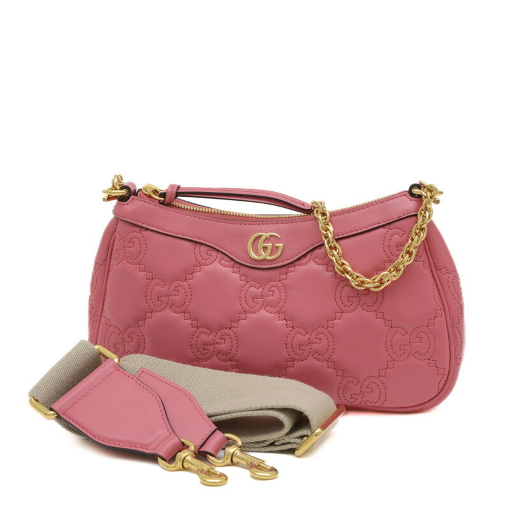 Gucci GG Matelasse Chain Bag Leather Pink 735049