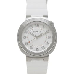 Hermes Cut GM Watch White Dial Stainless Steel Rubber Strap Automatic SD1.510