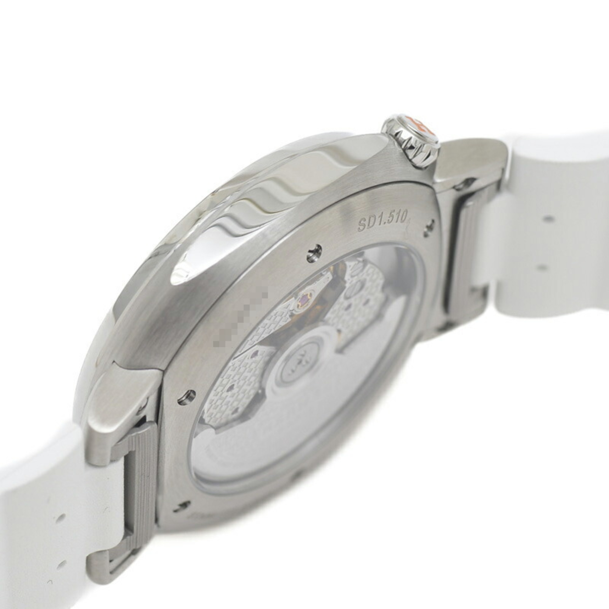 Hermes Cut GM Watch White Dial Stainless Steel Rubber Strap Automatic SD1.510